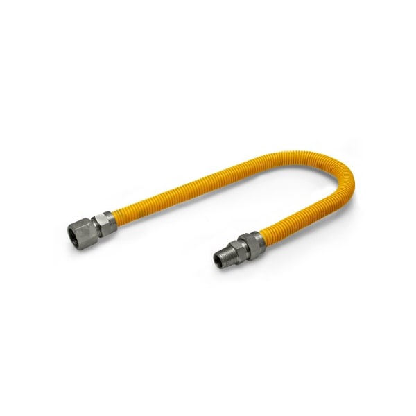 Flextron Gas Line Hose 5/8'' O.D.x18'' Len 3/4" FIPx1/2" MIP Fittings Yellow Coated Stainless Steel Flexible FTGC-YC12-18Q - main